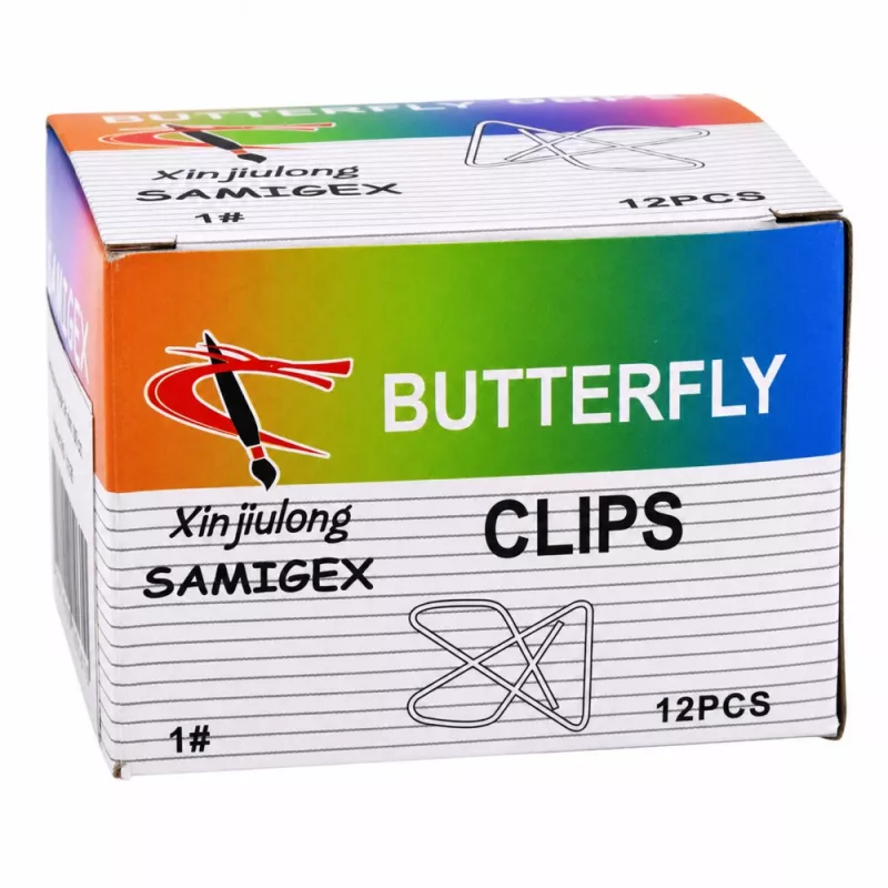 LEAN Butterfly metāla papīra saspraudes dokumentiem, birojam, 24 mm, 100 gab.