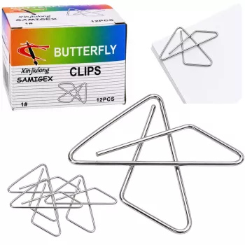 LEAN Butterfly metāla papīra saspraudes dokumentiem, birojam, 24 mm, 100 gab.