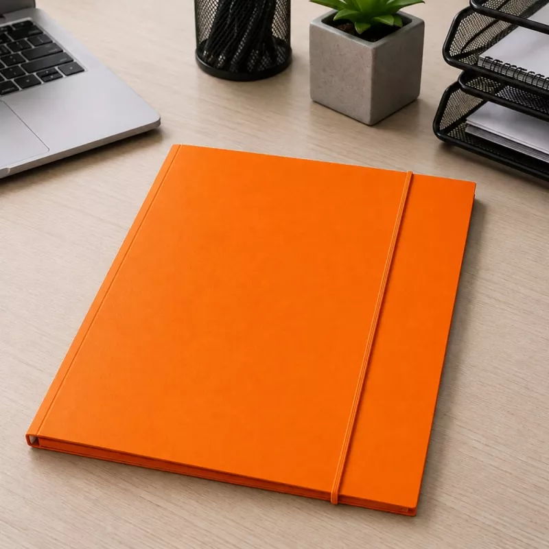LEAN kartona mape ar elastīgo joslu, lakota, A4, 300 g/m², oranža