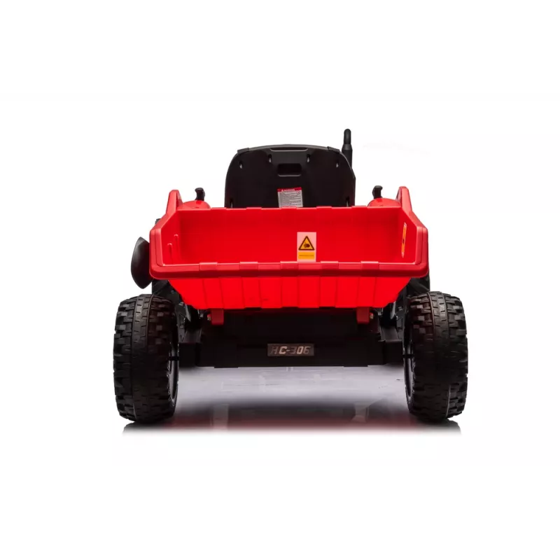 LEAN CARS 24V ar akumulatoru darbināms traktors HC-306 sarkans ar piekabi