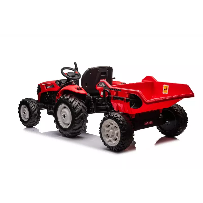 LEAN CARS 24V ar akumulatoru darbināms traktors HC-306 sarkans ar piekabi