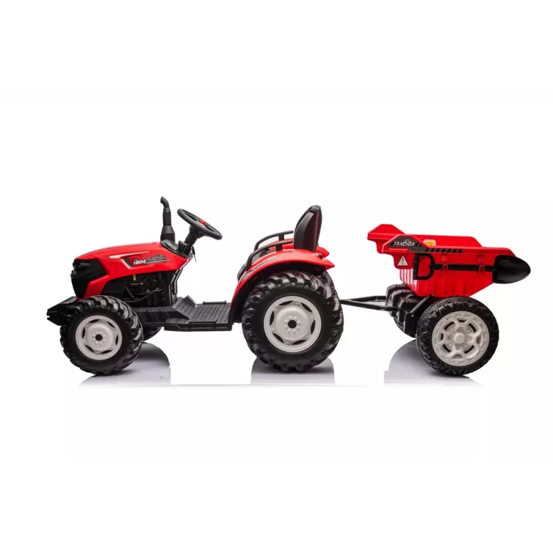 LEAN CARS 24V ar akumulatoru darbināms traktors HC-306 sarkans ar piekabi