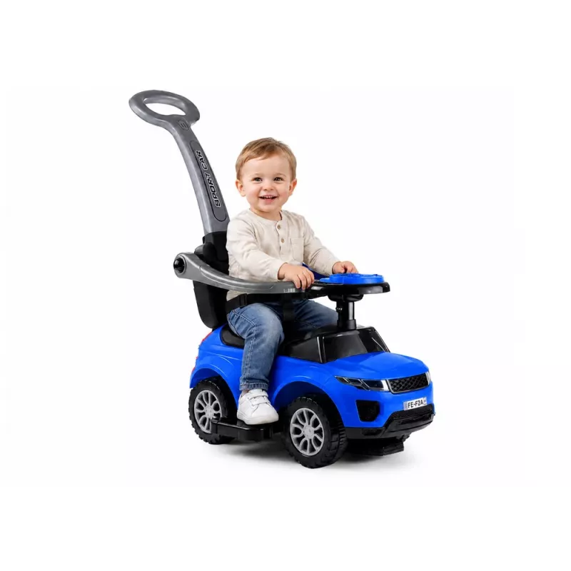 LEAN CARS 614W Toddlers Ride On Push Along with Parent Handle - Blue
