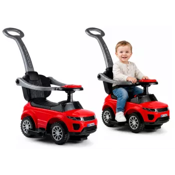 LEAN CARS 614W Toddlers Ride On Push Along with Parent Handle - Red