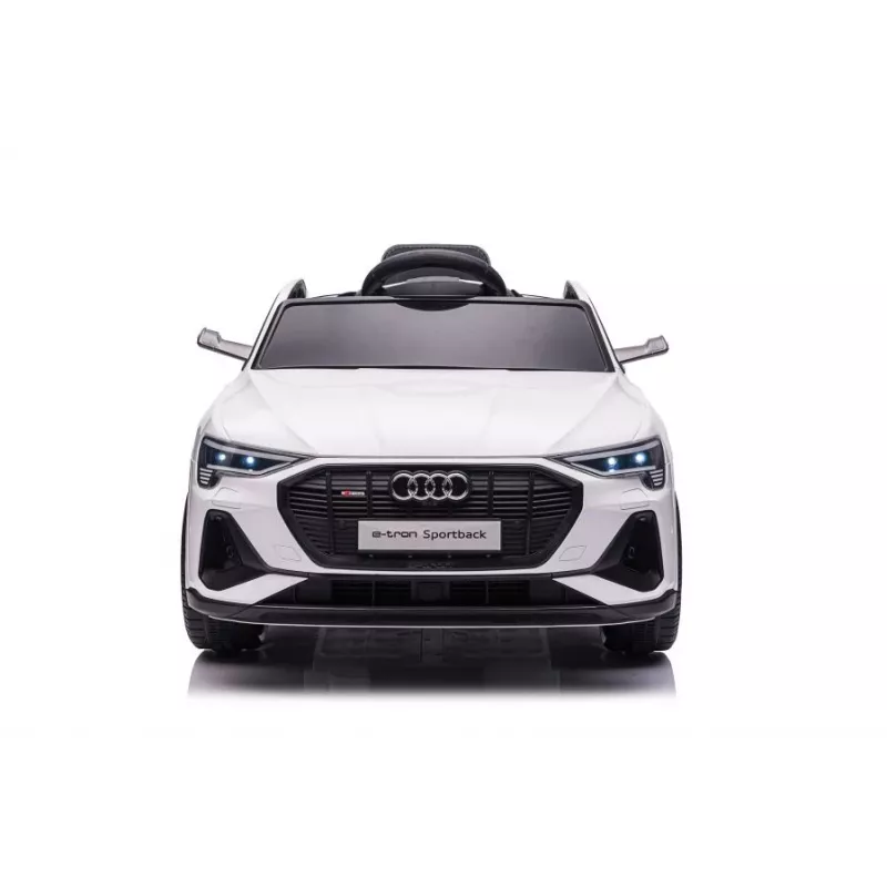 LEAN CARS Audi E-Tron elektriskā braucamā mašīna bērniem, balta QLS-6688 ar LED gaismām un MP3 atskaņotāju
