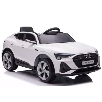 LEAN CARS Audi E-Tron elektriskā braucamā mašīna bērniem, balta QLS-6688 ar LED gaismām un MP3 atskaņotāju