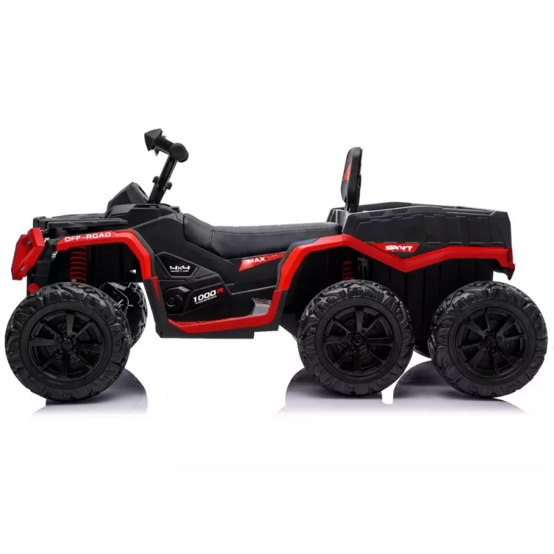 LEAN CARS Battery-Operated Quad ATV 6 Wheels With Trailer JC606 24V 4x4 Red