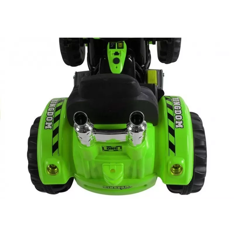 LEAN CARS Battery Operated Tractor with Backcase, Excavator, Green 3404