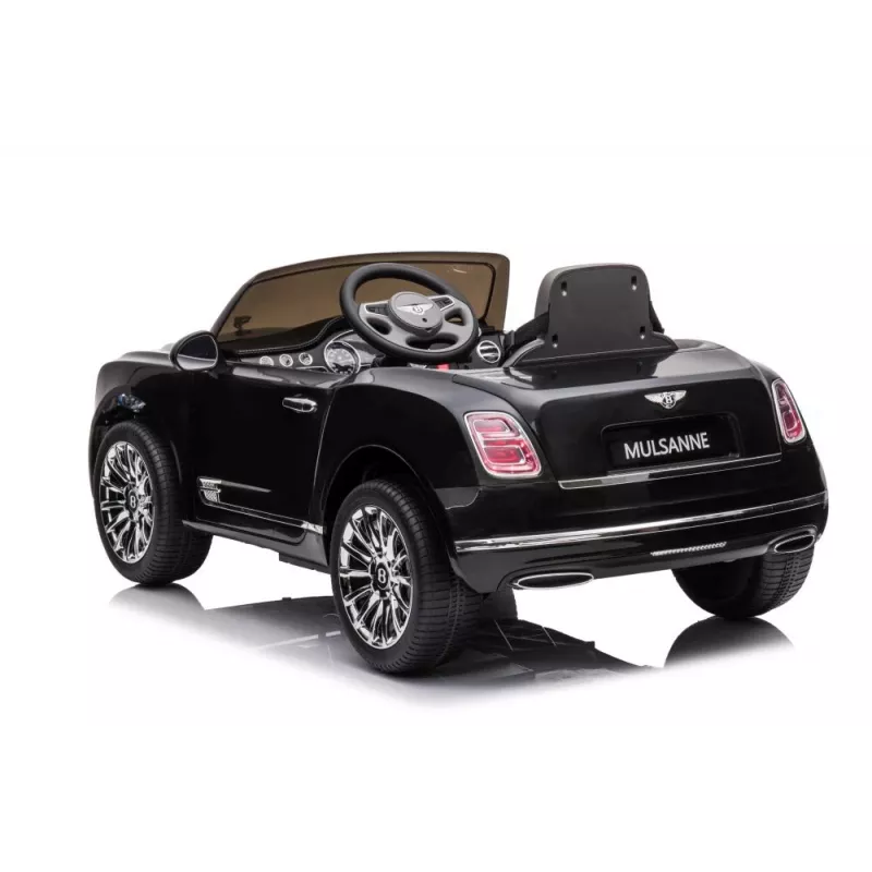 LEAN CARS Bentley Mulsanne elektriskā braucamā mašīna bērniem, 12V, spīdīgi melna, ar tālvadību, MP3, LED gaismām, EVA riteņiem, 3-6 gadi, maks. 30 kg