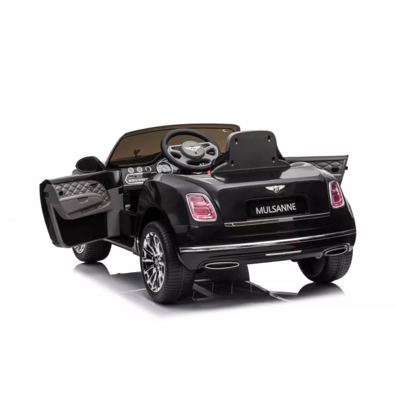 LEAN CARS Bentley Mulsanne elektriskā braucamā mašīna bērniem, 12V, spīdīgi melna, ar tālvadību, MP3, LED gaismām, EVA riteņiem, 3-6 gadi, maks. 30 kg