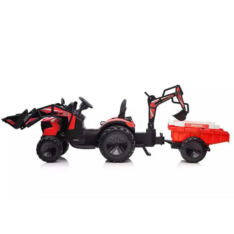 LEAN CARS Battery-Powered Excavator with Trailer SX2068 Red