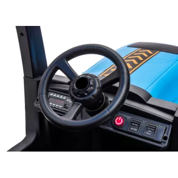 LEAN CARS Battery Tractor A011 24V zils – braucamā rotaļlieta ar 2x200W motoriem, tālvadību, LED gaismām, Bluetooth