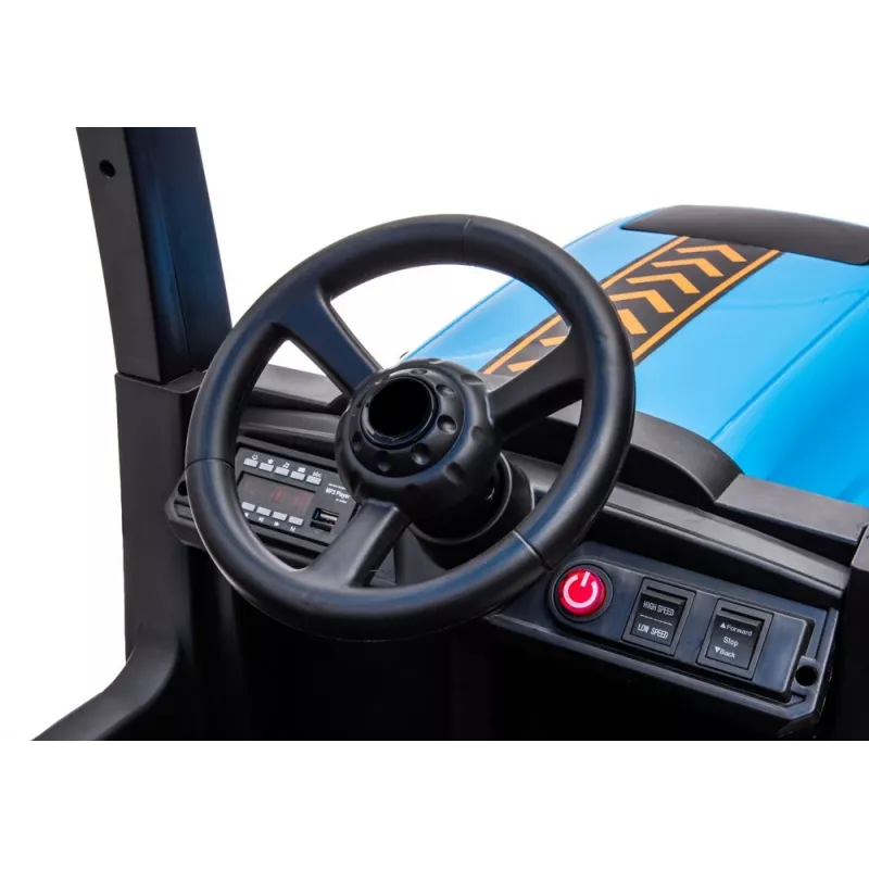 LEAN CARS Battery Tractor A011 24V zils – braucamā rotaļlieta ar 2x200W motoriem, tālvadību, LED gaismām, Bluetooth