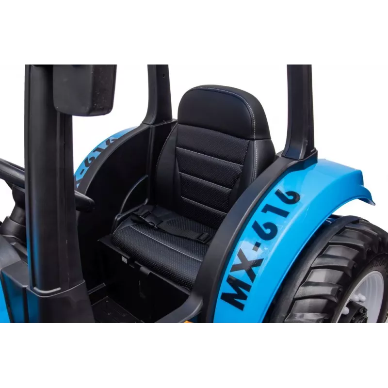LEAN CARS Battery Tractor A011 24V zils – braucamā rotaļlieta ar 2x200W motoriem, tālvadību, LED gaismām, Bluetooth