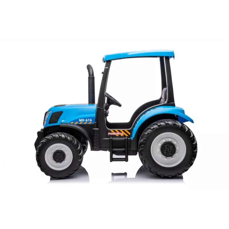 LEAN CARS Battery Tractor A011 24V zils – braucamā rotaļlieta ar 2x200W motoriem, tālvadību, LED gaismām, Bluetooth