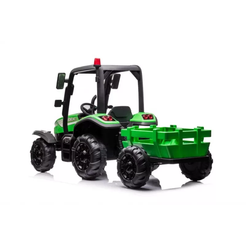 LEAN CARS akumulatora traktors BLT-206 zaļš ar noņemamu piekabi, 12V braucamais bērniem 3-8 gadi, 2x45W, EVA riteņi, tālvadība