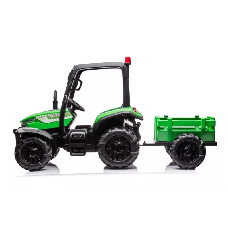 LEAN CARS akumulatora traktors BLT-206 zaļš ar noņemamu piekabi, 12V braucamais bērniem 3-8 gadi, 2x45W, EVA riteņi, tālvadība