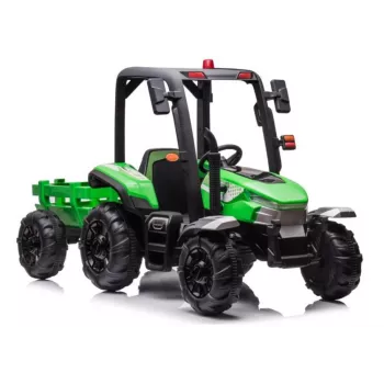 LEAN CARS akumulatora traktors BLT-206 zaļš ar noņemamu piekabi, 12V braucamais bērniem 3-8 gadi, 2x45W, EVA riteņi, tālvadība
