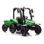 LEAN CARS akumulatora traktors BLT-206 zaļš ar noņemamu piekabi, 12V braucamais bērniem 3-8 gadi, 2x45W, EVA riteņi, tālvadība