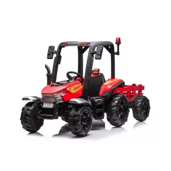 LEAN CARS akumulatora traktors BLT-206 sarkans, 12V 7Ah, 2x35W, bērnu braucamais ar tālvadību un piekabi