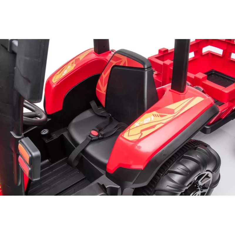 LEAN CARS akumulatora traktors BLT-206 sarkans, 12V 7Ah, 2x35W, bērnu braucamais ar tālvadību un piekabi