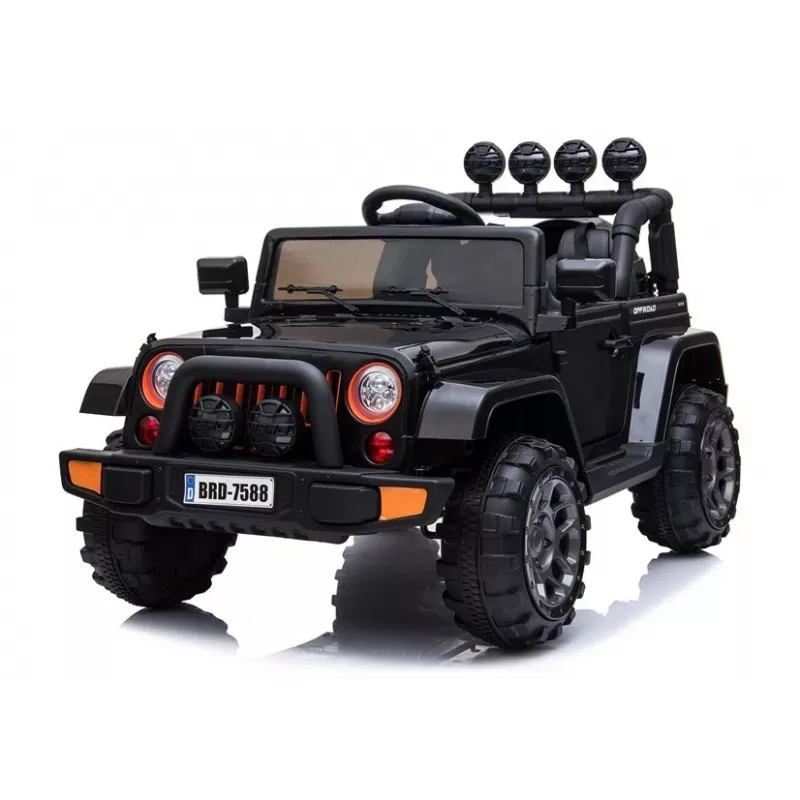LEAN CARS Elektriskais braucamais džips BRD-7588 ar LED gaismām, MP3, tālvadību, melns 4x4