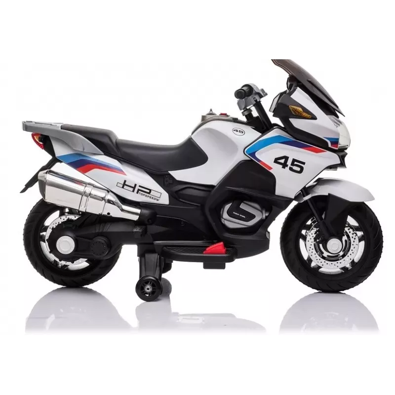 LEAN CARS Electric Ride-On Motorbike XMX609 White with MP3 and LED Lights