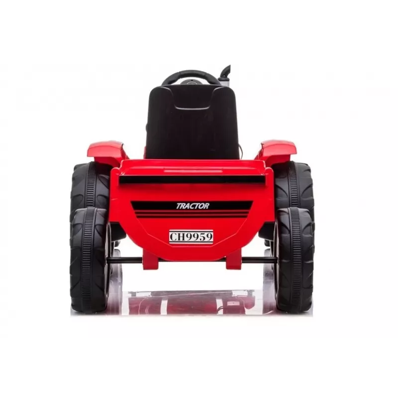 LEAN CARS Elektriskais braucamais traktors CH9959 Sarkans ar piekabi, LED gaismām, tālvadību un radio