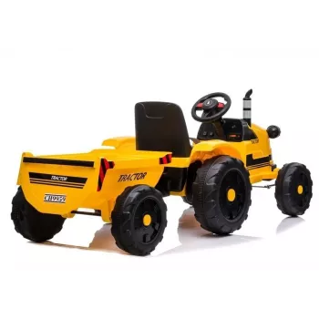 LEAN CARS Elektriskais braucamais traktors ar piekabi CH9959 LED gaismas radio dzeltens