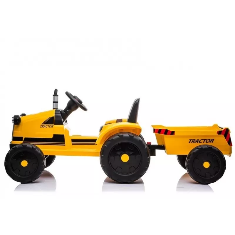 LEAN CARS Elektriskais braucamais traktors ar piekabi CH9959 LED gaismas radio dzeltens