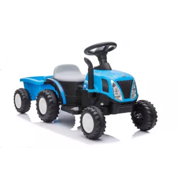 LEAN CARS elektriskais traktors ar piekabi A009 zils - 12V braucamais, 2x35W, tālvadība