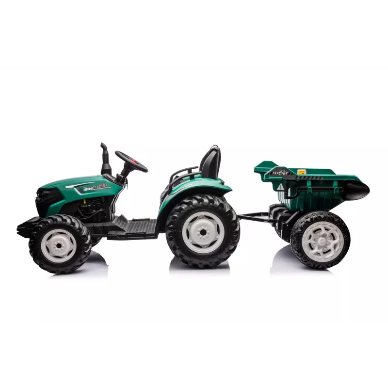 LEAN CARS HC-306 Ar akumulatoru darbināms traktors ar piekabi tumši zaļš 24V