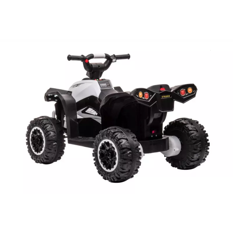 LEAN CARS HL568 balts bērnu elektriskais kvadracikls – 12V 2x35W, EVA riteņi, LED gaismas, MP3/USB/AUX (modelis 13558)