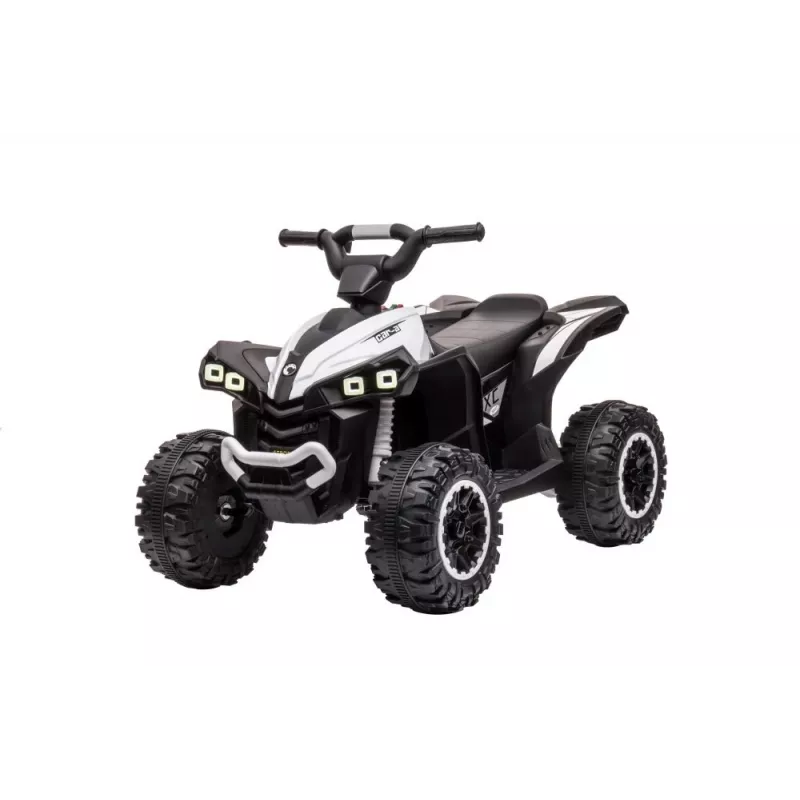 LEAN CARS HL568 balts bērnu elektriskais kvadracikls – 12V 2x35W, EVA riteņi, LED gaismas, MP3/USB/AUX (modelis 13558)