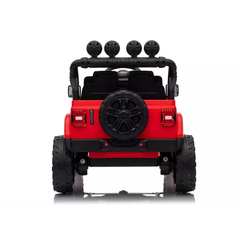 LEAN CARS Jeep Rubicon DK-JWR558 24V sarkans ar akumulatoru darbināms transportlīdzeklis