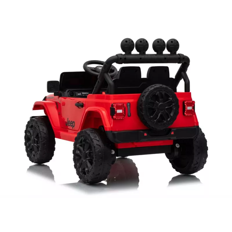 LEAN CARS Jeep Rubicon DK-JWR558 24V sarkans ar akumulatoru darbināms transportlīdzeklis