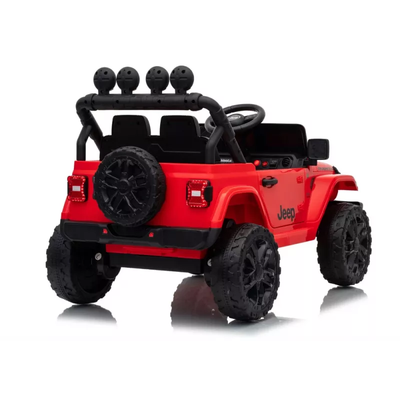 LEAN CARS Jeep Rubicon DK-JWR558 24V sarkans ar akumulatoru darbināms transportlīdzeklis