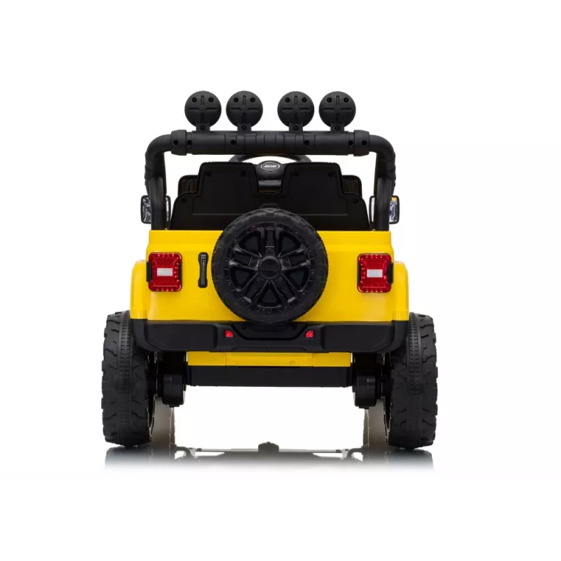 LEAN CARS Jeep Rubicon DK-JWR558 24V dzeltenais ar akumulatoru darbināms braucamais ar tālvadību