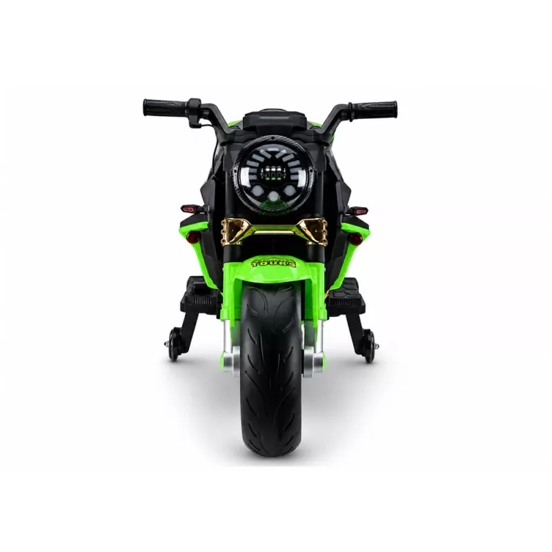 LEAN CARS XW-07 ar bateriju darbināms motocikls ar izgaismotiem LED riteņiem zaļš