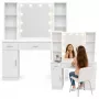 LEAN Cosmetic Dressing Table with LED Mirror, Drawers and Cabinet, White, 141x114x39 cm