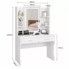 LEAN Cosmetic Dressing Table with LED Mirror, Shelves, Drawers, White 140x80x40 cm