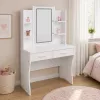 LEAN Cosmetic Dressing Table with LED Mirror, Shelves, Drawers, White 140x80x40 cm