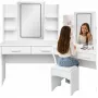 LEAN Cosmetic Dressing Table with LED Mirror, Shelves, Drawers, White 140x80x40 cm