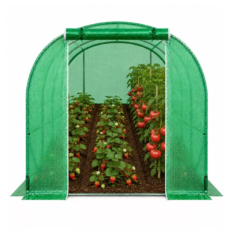 LEAN Foil tuneļa siltumnīca PRO rāmis 25mm 12x3x2m 36m² | cinkots tērauds, UV-4 PE plēve, sarullējami logi