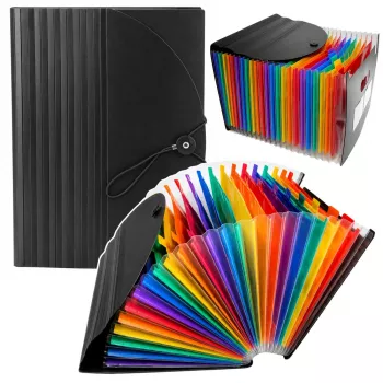 LEAN Folder Organizer for Documents, 25 Compartments, A4, Black