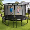 LEAN Garden Trampoline with Inner Net Black and Green 487CM 16FT