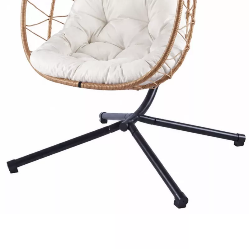 LEAN Hanging Rocking Chair Garden Cocoon Cushions Swing Brown Frame