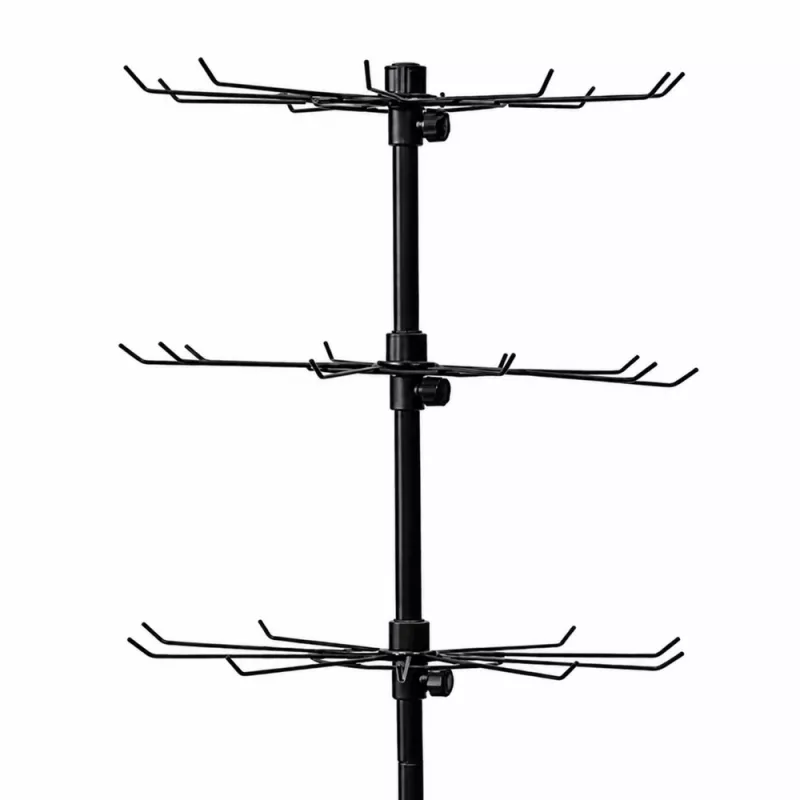 LEAN Rotējošs displeja statīvs ar plauktiem 6 līmeņi uz riteņiem Melns 40x150cm