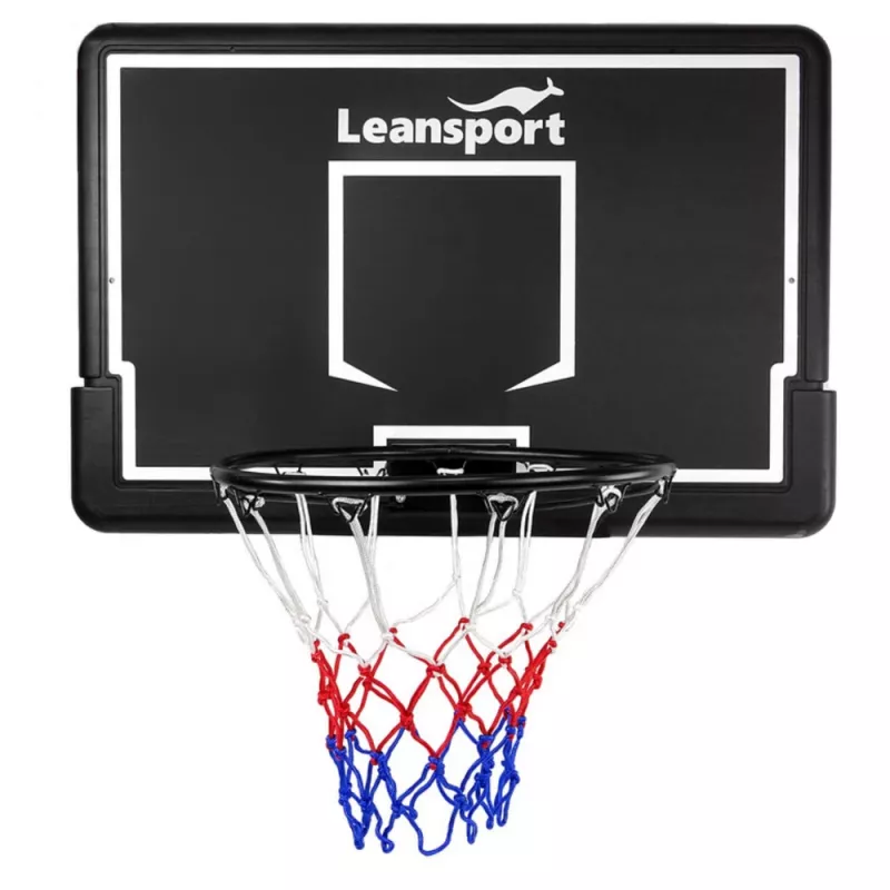 LEAN SPORT 30566 Basketbola grozs un aizmugures dēlis - 90cm polikarbonāta dēlis, sienas stiprinājums, melns/sarkans