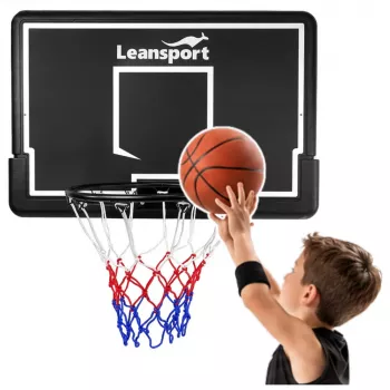 LEAN SPORT 30566 Basketbola grozs un aizmugures dēlis - 90cm polikarbonāta dēlis, sienas stiprinājums, melns/sarkans